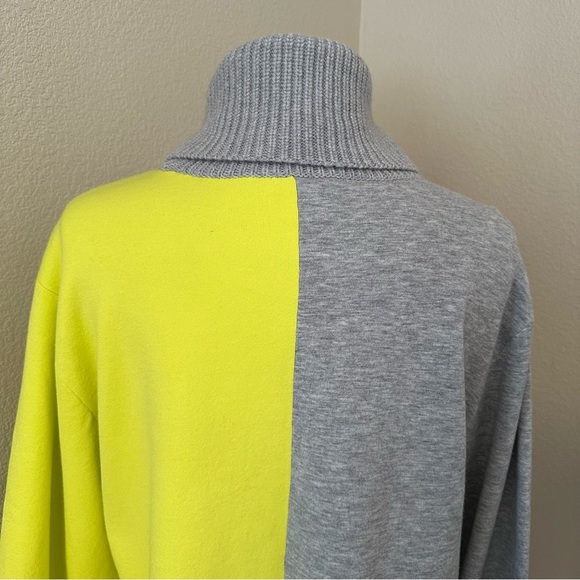 Alice + Olivia Spencer Colorblock Turtleneck Sweater Heather Grey/Sunny Lime - Picture 11 of 14